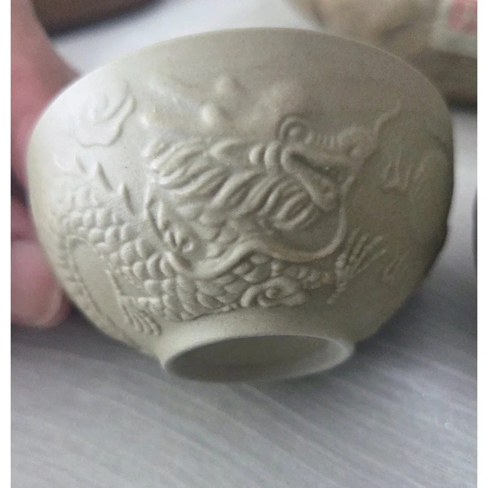 Portable Tea‎ Set Ceramic Kung Fu Tea Cup Teapot Set For Travel & Home Dragon